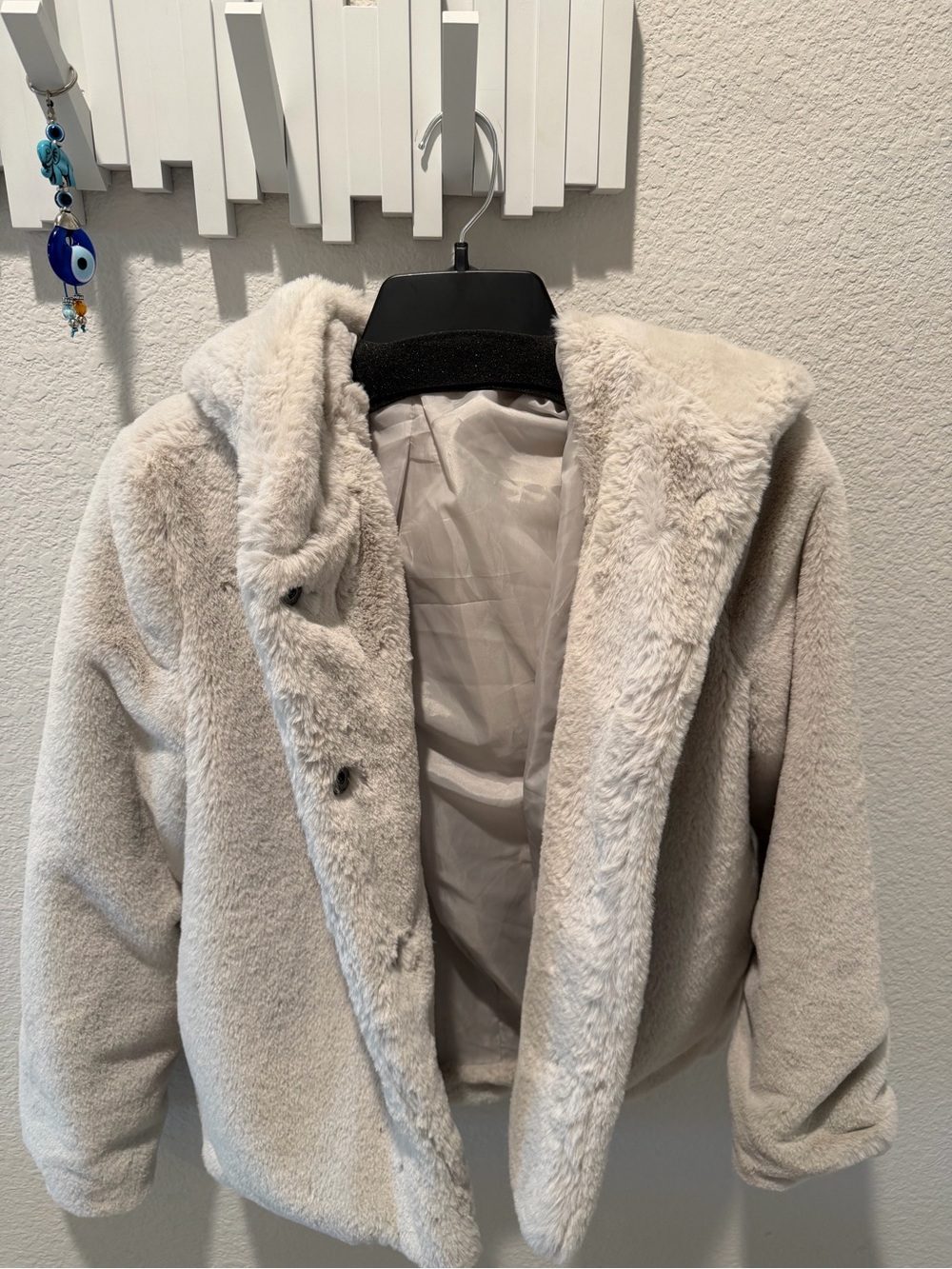 Simply Vera Vera Wang Plush Hooded Teddy Jacket in Light Beige